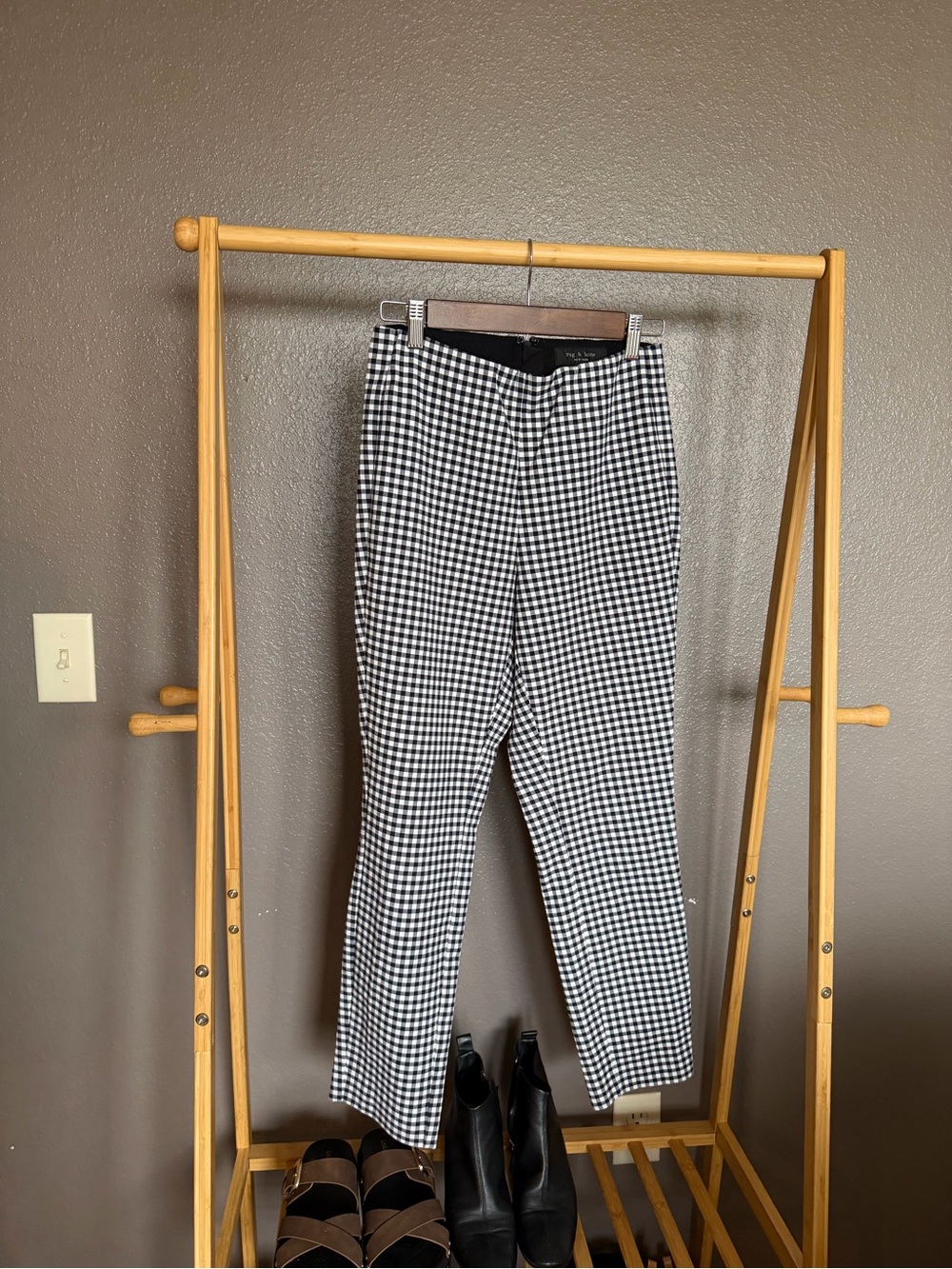 Rag & Bone Black & White Gingham Slim Pants